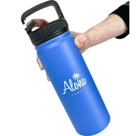 Simple ALOHA Logo Stainless Steel Bottle, 18.9 fl oz (530 ml), Height 10.0 inches (25.5 cm), Pink, Keeps Cold Retention, Keeps Warm for 6 Hours, Palm Trees, Water Bottle, Going Out, Walks, Sports, My