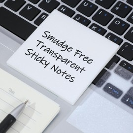 Evergreen Goods 12 Pads Smudge-Free Transparent Sticky Notes with Glitter, Self-Stick Note Pads, 3" x 3" (76mm x 76mm), 50 Sheets/Pad, Clear Notes for Studying, Highlighting, Books, Journals, Office