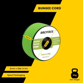 Brotree Elastic Cord Bungee Cord 3mm x 10m Elastic Rope String Thread Heavy Stretch for DIY, Crafts, Sewing, Beading, Jewellery, Necklace, Bracelet, Tent Poles and Backpack - Fluorescent Green