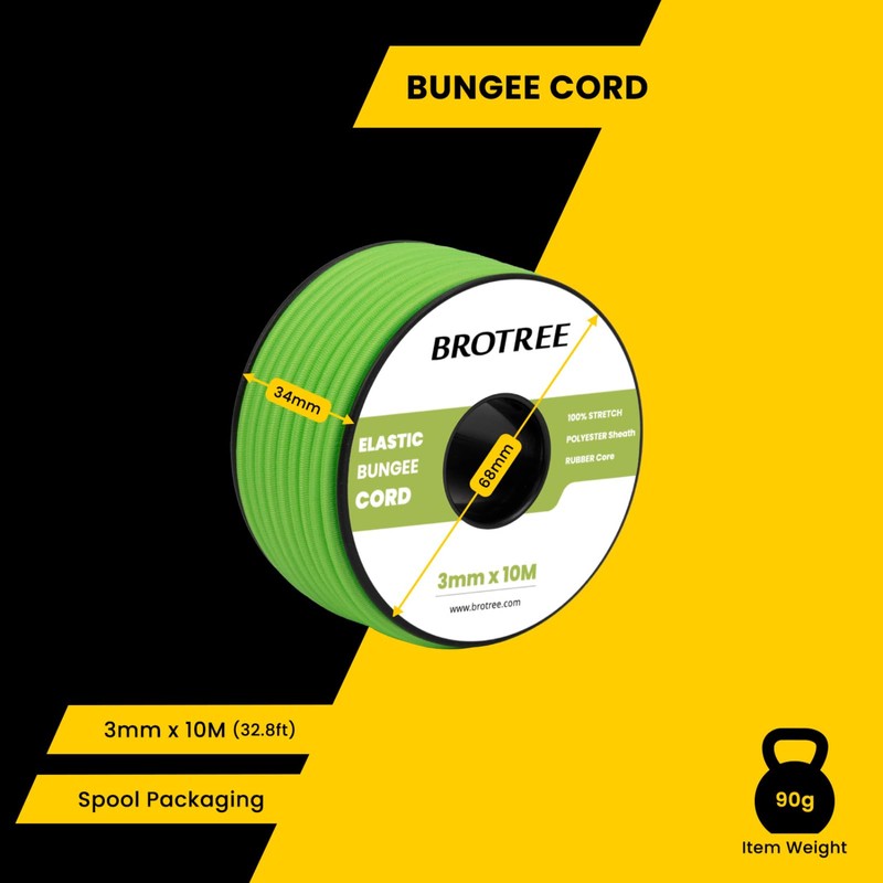 Brotree Elastic Cord Bungee Cord 3mm x 10m Elastic Rope