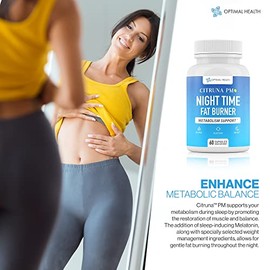 PM - Suplemento de pérdida de peso nocturno para hombres y mujeres, píldoras naturales de pérdida de peso infundidas con Ashwagandha, bálsamo de limón