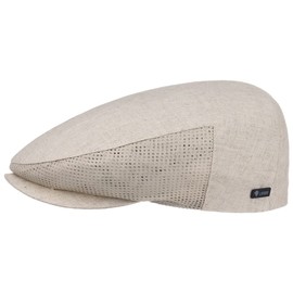 Lipodo Linen Flat Cap Men s - Peaked Cap 60% Cotton, 40% Linen - Made in Italy - with mesh Inserts - Summer hat with mesh Lining - Spring/Summer Beige 62 cm