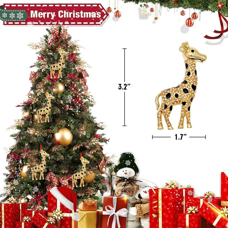 HEYINSHEN Giraffe Christmas Ornaments Gold Giraffe Hanger for Xmas Decor