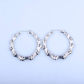 Weicam Women Simple Hip Hop Punk Bamboo Earrings Stud Earrings 3 set (Silver)