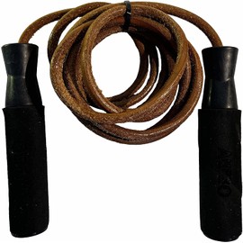 Ampro Foam Handle Leather Skipping Rope - Padded Handle/Jump Rope/Fitness/Skip/Fitness (10ft)