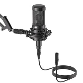 Borenbuir Cardioid Condenser Microphone XLR, Studio Recording microfono condensador with Shock mounts and Microphone Cable for Podcasting Music Voice-Over, Ideal for Project/Home Studio Applications
