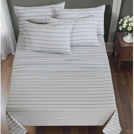 RUVANTI Flannel Sheets Full Size 6 Pcs - 100% Cotton Double Brushed Bed Sheets, Deep Pockets 16 Inches, All Seasons Breathable, Extra Soft & Comfy Full Size Sheets Set, Ocean Stripe