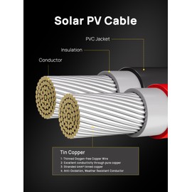AFERIY Solar Panel Extension Cable: with Female and Male Connector - 5m (16.5FT Red + 16.5FT Black)