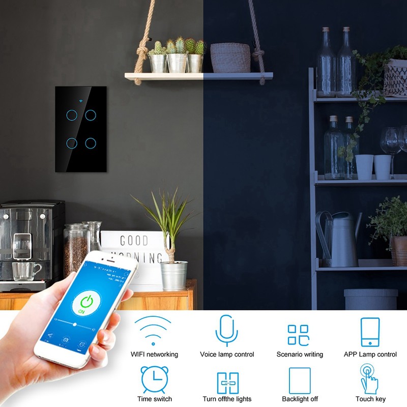 WiFi Touch Screen Switch Single Circle for 4‑Way AC