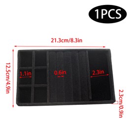 Funstreet Velvet Jewelry Organizer Trays Black Stackable Jewelry Storage Display Tray with Removable Dividers, 3-in-1