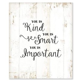 Aihesui Vintage Wood Sign You is Kind You is Smart You is Important Kitchen Home Farmhouse Living Diningroom Wood Wall Decor Funny Shabby Wooden Pallet