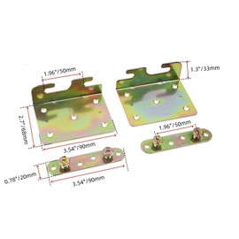 FarBoat 4 Pcs Universal Beds Rail Bracket Iron Bed Plates Hook on Conversion Brackets for Headboard Footboard Replacement Heavy Duty Hook on Bed Rails, Colored Zinc Finish