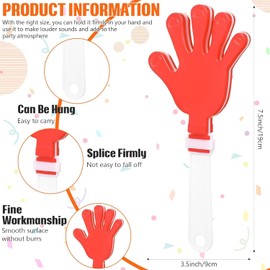 8Pcs Jumbo 7.5 Inch Hand Clappers Noise Makers Giant Large Plastic Noisemakers for Sporting Event Ball Dance Fiesta Birthday Game Accessories Party Supplies (red)