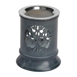 MaMeMi Incense Burner Made of SPECKSTONE [Height 10 cm, Handmade] Natural Material [World Tree of Life/Tree of Life]