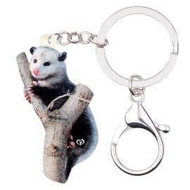 NEWEI Acrylic Cute Possum Keychain Opossum Jewelry for Women Car Key Purse Charms