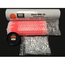 Glow Sticks Bulk Wholesale Bracelets, 100 8” Orange Glow Stick Glow Bracelets, Bright Color, Glow 8-12 Hrs, 100 Connectors Included, Glow Party Favors Supplies, Sturdy Packaging, GlowWithUs Brand
