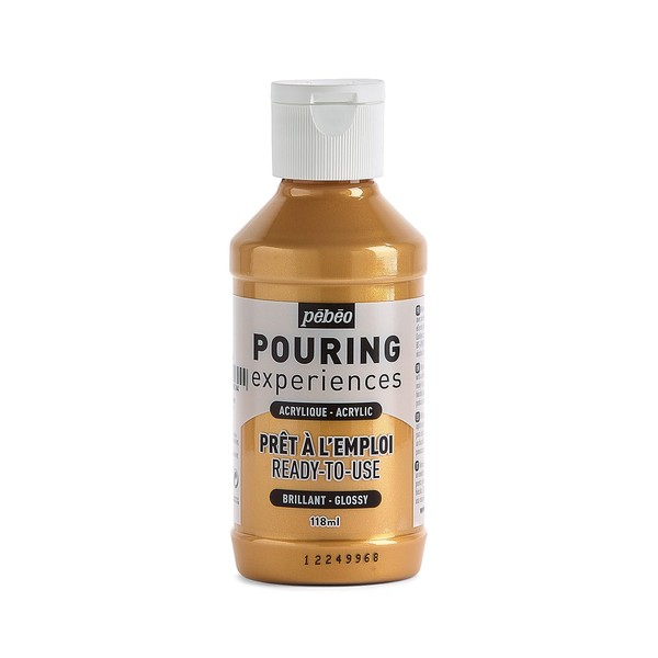 PEBEO Pouring Experiences-Ready-to-Use Premixed Acrylic Paint-Ideal for Fluid Art, Gold, 118 ml (Pack of 1)