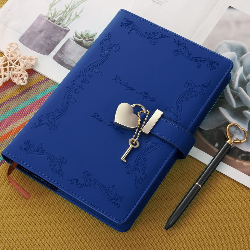 Girls Diary with Lock and Key, Cute Heart Shaped Lock