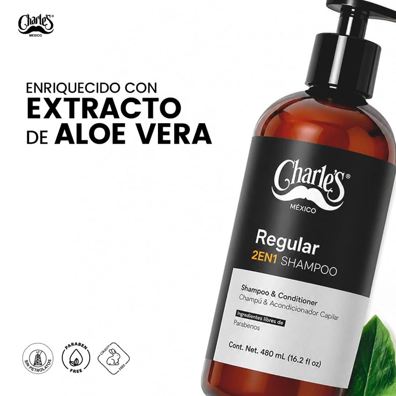 Charles Shampoo 2 en 1 Regular Shampoo y Acondicionador -