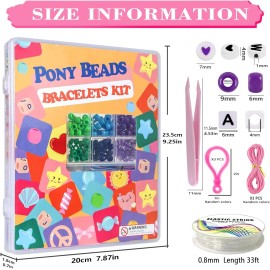 Pony Beads Bulk,Kandi Beads for Necklace Jewelry Making Hair Braiding