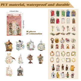 180 PCS Vintage Scrapbook Stickers Scrapbooking Aesthetic Sticker Set Clock Key Door Bottle Series Retro DIY Sticker for Bullet Journal Art Scrapbooking Diary Card Craft Album Notebook Stationery