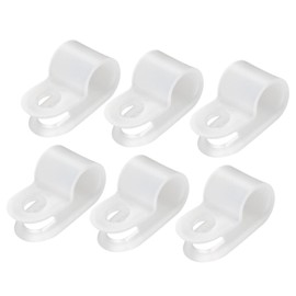 Rebower R Type Cable Clip Clamp [For Wire Management] 0.25 inch (6.4 mm), White, Pack of 50