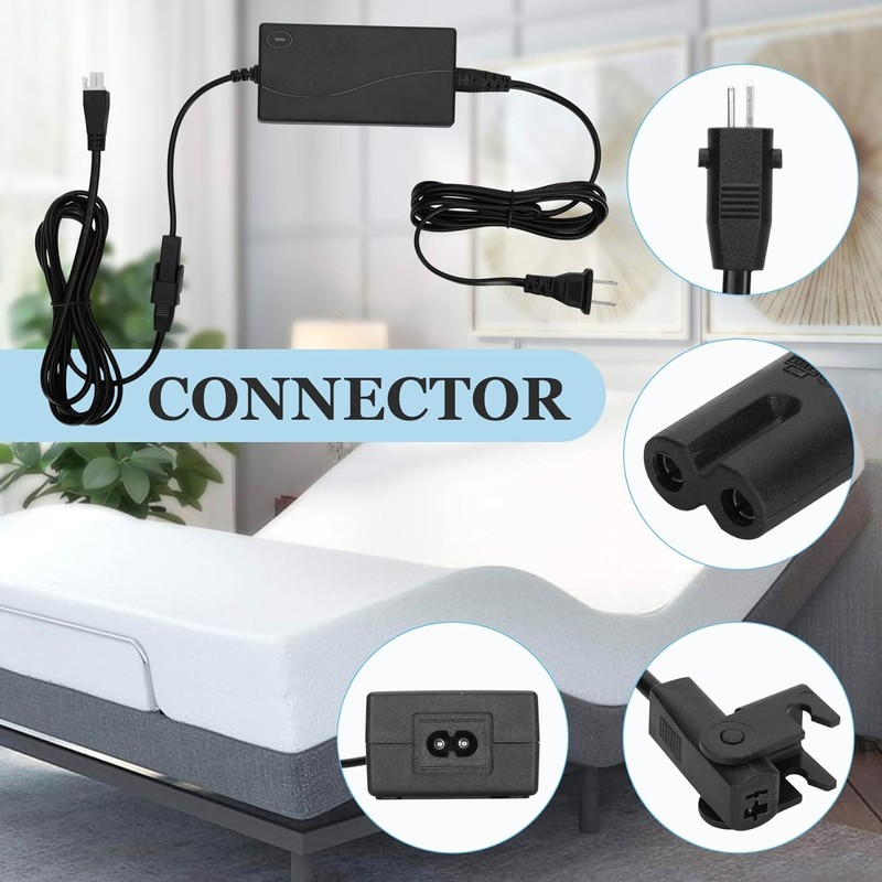 3 Piece Replacement Power Cord Kit Compatible with Tempurpedic Ergo/Extend/Ease