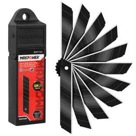 MAXPOWER 50 Pack Utility Knife Blades-18 mm Snap Off Blade Ultra-Sharp Utility Blades, Box Cutter Blade, Utility Knife Replacement Blades Black