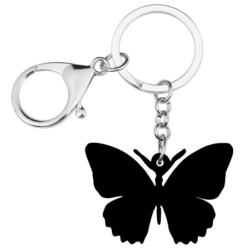 Llavero de metal esmaltado, diseño de mariposa, anillos para mujeres