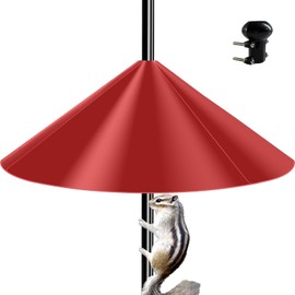 Pavtner 19 Inch Wide Black Squirrel Baffle - Ideal for Bird Feeder Poles, Outdoor Pole Mount Stoppers, and Shepherd’s Hooks Red