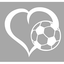 WickedGoodz Die Cut Heart Soccer Ball Decal - Fútbol Bumper Sticker - Soccer Decal (White)