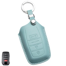 WiiLemz Key Fob Cover for Toyota, Premium Soft Leather Key Case Shell with Key Ring for Toyota Venza RAV4 Prime Land Cruiser Fortuner Grand Highlander Corolla Cross Hilux (Light Blue)
