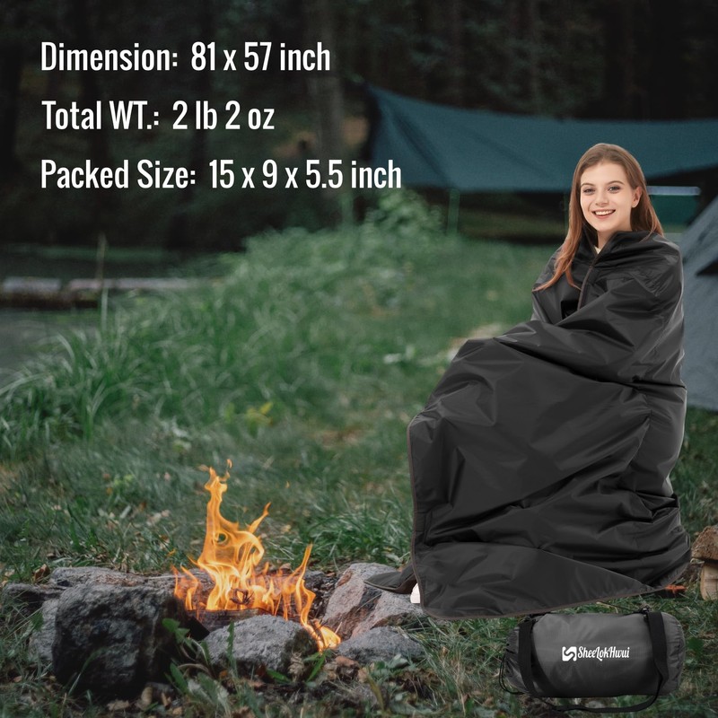 sheelokhwui 4-in-1 Large Camping Blankets - Waterproof, Windproof Fleece Outdoor
