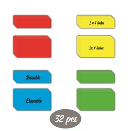 Colorful Dry Erase Sticky Notes-(16 pack 2X4 Inch;16 pack 1X4 inch),Reusable Sticker Post for Smooth Surface,No Paper for Home/Office/Workplace Visual Small Reminder Labels