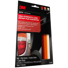 3M 3M Auto High-Strength Lens Repair Film, 3.5 in x 7.75 in, Assorted Sheets: Red / Amber / Clear, Weatherproof & Airtight Seal, Flexible Film Repairs Flat or Curved Lenses on Truck & Car Lights (03345)