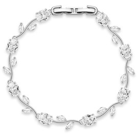 CERSLIMO Wedding Bracelet Silver with 5A Cubic Zirconia 18 cm White Gold-Plated for Bride with Gift Box Gifts Women Ladies Engagement Party, Gemstone