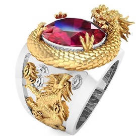 Dragon Ring for Men, Punk Dragon Animal Ring Nordic Viking Dragon Head Ring Iced Out Dragon Ring Men’s Gold Dragon Ring Jewelry Gift Father's Day Accessories (8)