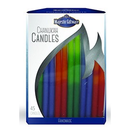 Majestic Giftware Chanukah Candles-Executive Collection-45 Pack-Blue/Orange/Green-6" #CP250
