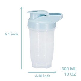GAISHION Shaker Bottle Protein Shakes Cup and 10-Ounce/300ML Shaker Bottle with Whisk Balls, Protein Shaker Bottle Set, Non-BPA plastic(Bule+Purple(2PCS))