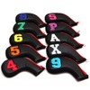 Colorful Number Black PU Golf Club Irons HeadCover Zipper 10pcs