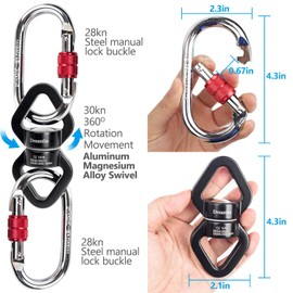 Aerial Silks Hardware Kit 30 KN Swing Swivel Aerial Yoga Hammock Rigging Aluminum Swivel Aerial Hoop Lyra Rotational Device Hanging Accessory (Black set 1)