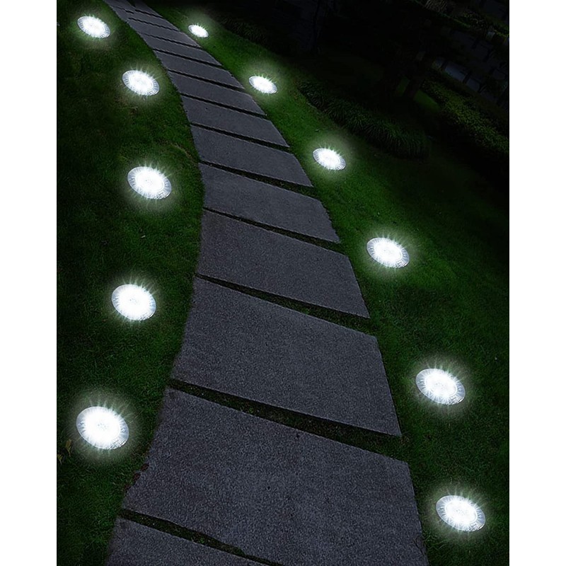 UFOND 12 Pack Solar Ground Lights，Outdoor Waterproof LED Gardenlight, Disklights