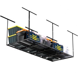 Soywey 3 x 8FT Overhead Garage Storage Rack, Adjustable Ceiling Storage Racks, Garage Shelving Heavy Duty Storage Organizer System,Load 600LBS Weight(Black)