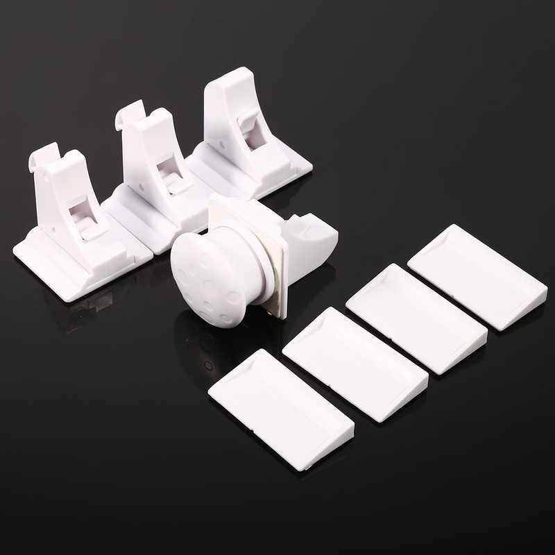4Pcs White Magnetic Baby Child Kid Pet Proofing Cupboard Cabinet