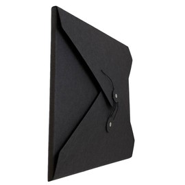JAM PAPER Kraft Portfolio with Button and String Tie - Medium - 9 1/2 x 12 x 1/4 - Black Recycled - Sold Individually