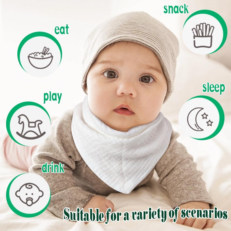 EllieHouse Baby Bibs for Girls Boys 8 Pack Drool Teething