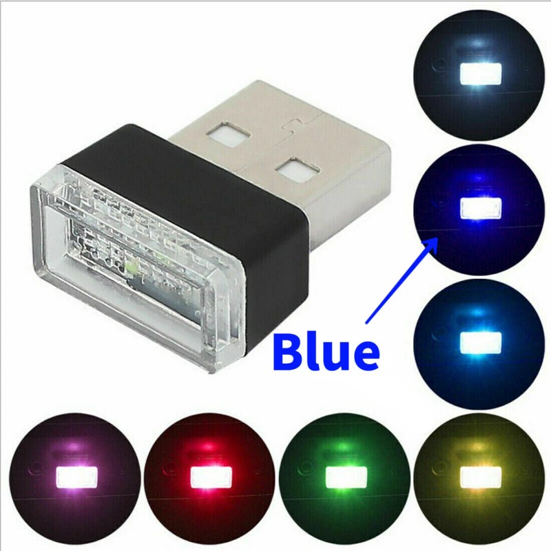Lever3368 Blue Mini USB LED Car Accessories Interior Light Neon