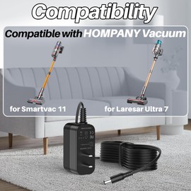 36V Charge for Hompany Vacuum Cordless Cleaner DC Power Cord Compatible with Hompany Smartvac 11 AC Adapter for Laresar Ultra 7 Cordless Stick Vacuum Cleaner Power Supply