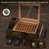 KEJIAR Cigar Humidor with 2 Side Cigar Accessories Boxes,Glass Top