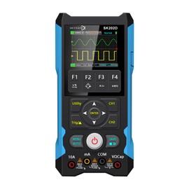 SkyCenx ET202D 3 in 1 Handheld Oscilloscope Multimeter DDS Generator, 2 Channels, 80MHz Bandwidth, 200MSa/s Sampling Rate, 6000 Counts, Voltage, Current, Capacitor, Resistor, Diode Test